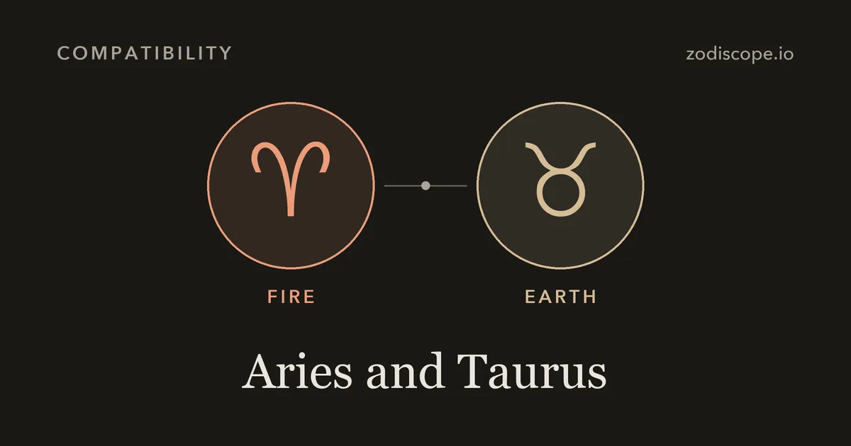 The Aries and Taurus zodiac symbols side by side