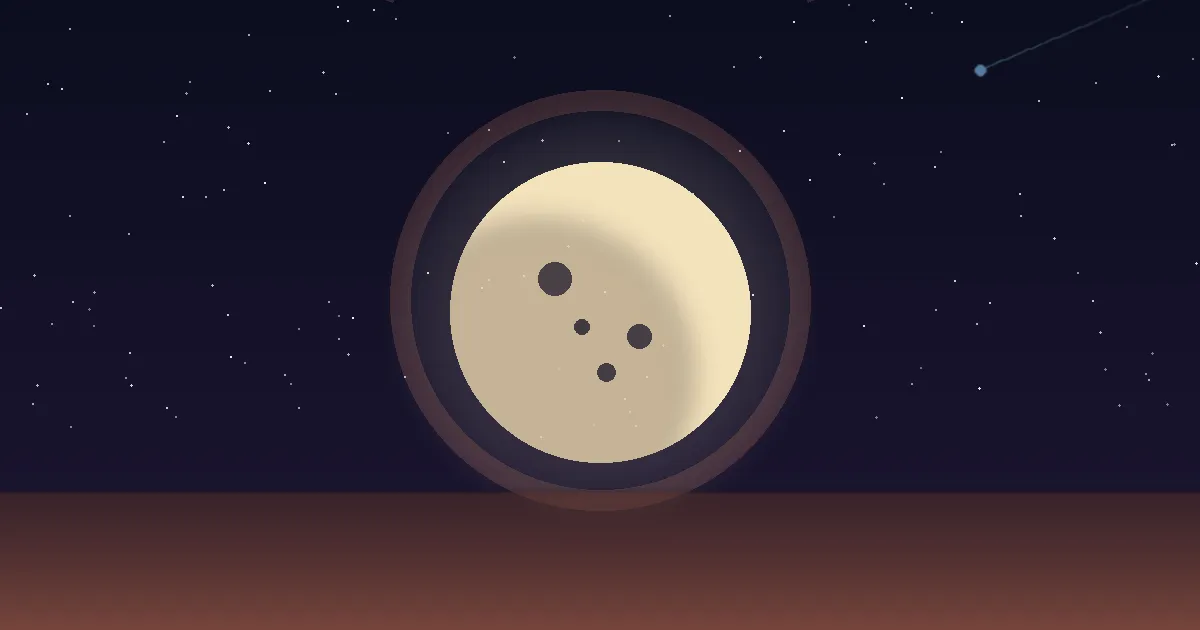 A full, steady cream-gold moon resting low over a still terracotta landscape with the Taurus bull glyph rendered in translucent gold and a faint disruptive streak of electric blue (Uranus) leaving the upper field, illustrating the natal placement Moon in Taurus — the Moon in its sign of exaltation
